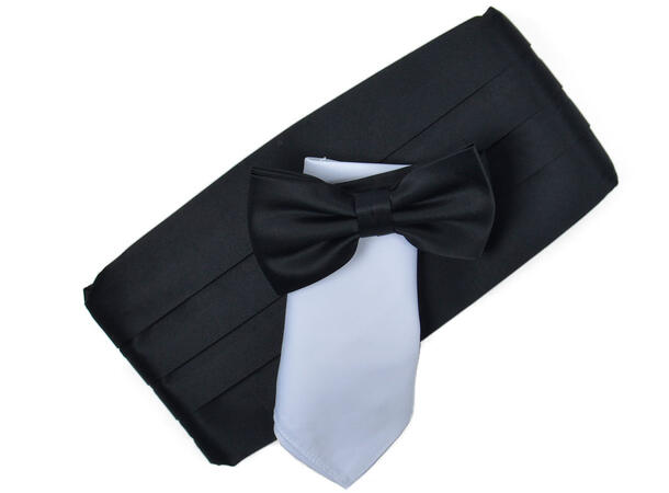 Cummerbånd m/sløyfe & lommetørkle 